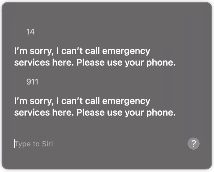 Відповідь Siri на номери 14 і 911 на Mac