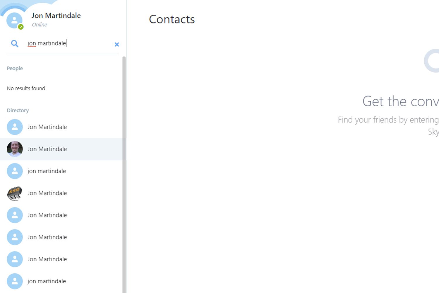 Додавання контактів у Skype для Інтернету