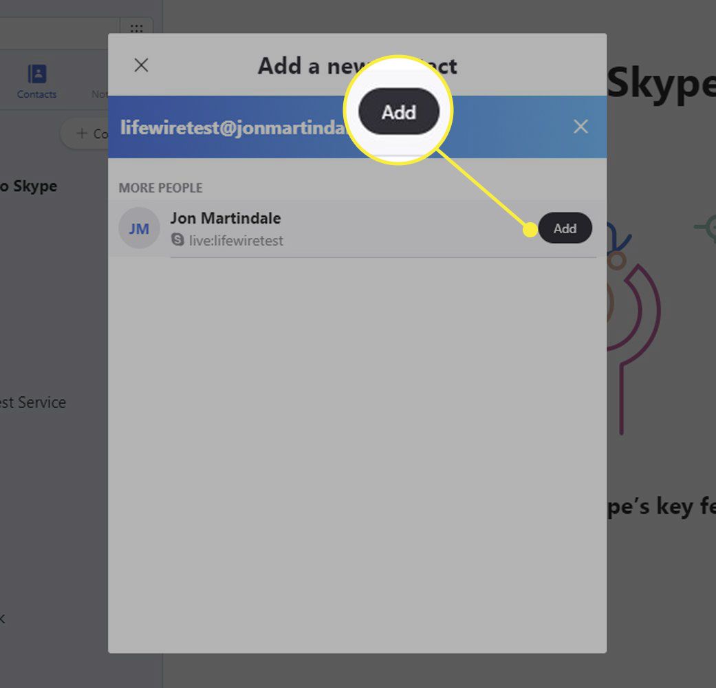 Знімок екрана Skype із виділеною кнопкою «Додати».