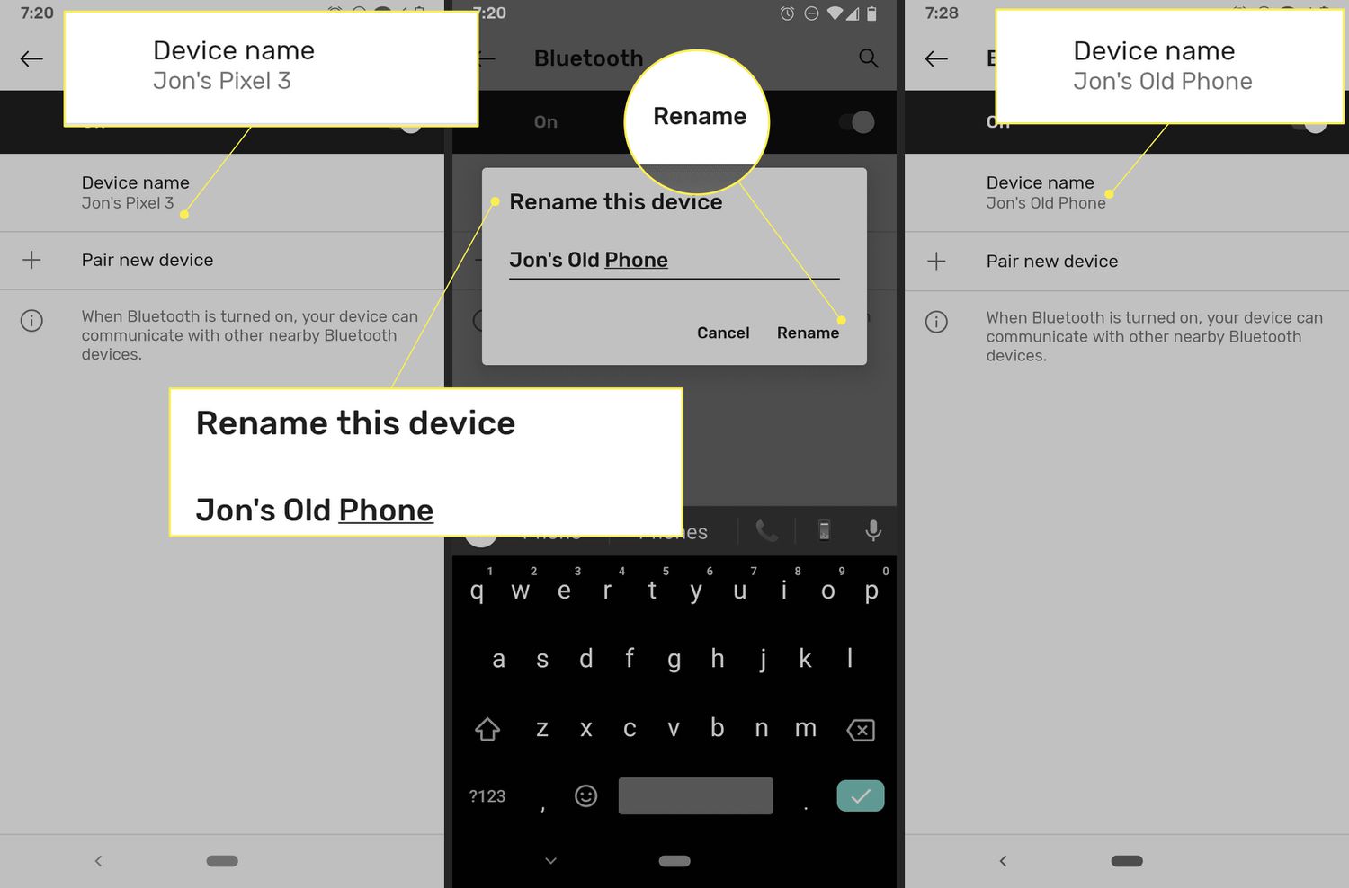 Налаштування імені пристрою Bluetooth на Android
