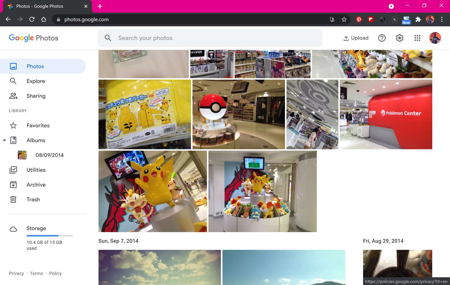 Веб-сайт Google Photos у веб-переглядачі Google Chrome.